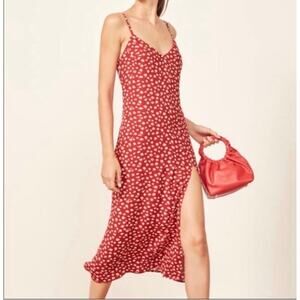 Reformation Red Floral Midi Dress